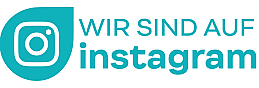 Logo von Instagram mit dem Text "Wir sind auf Instagram".